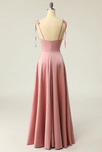 Load image into Gallery viewer, Simple A Line Spaghetti Straps Light Green Long Prom Dress with Silt
