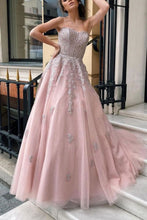 Load image into Gallery viewer, Gorgeous A Line Sweetheart Pink Long Prom Dress with Appliques
