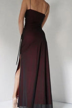Load image into Gallery viewer, Sheath Spaghetti Straps Burgundy Long Prom Dress with Silt