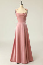 Load image into Gallery viewer, Simple A Line Spaghetti Straps Light Green Long Prom Dress with Silt