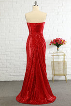 Load image into Gallery viewer, Mermaid Sweetheart Red Sequins Long Prom Dress Party Dress