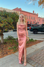 Load image into Gallery viewer, Sheath Spaghetti Straps Green Long Prom Dress with Split Front