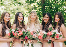 Load image into Gallery viewer, Beautiful A Line Spaghetti Straps Blush Long Bridesmaid Dress with Split Front