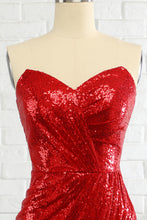 Load image into Gallery viewer, Mermaid Sweetheart Red Sequins Long Prom Dress Party Dress