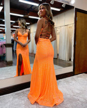 Load image into Gallery viewer, Mermaid Spaghetti Straps Lace Up-Corset Prom Dress With Split