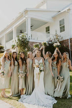 Load image into Gallery viewer, Mermaid Light Green Long Bridesmaid Dress Party Dress