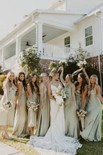 Load image into Gallery viewer, Mermaid Light Green Long Bridesmaid Dress Party Dress