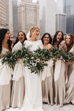 Load image into Gallery viewer, Simple A Line V Neck Light Champagne Long Bridesmaid Dress