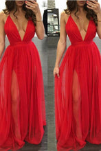 Load image into Gallery viewer, Hot Sexy Spaghetti Straps Red Long Prom Dress with Backless