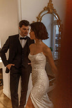 Load image into Gallery viewer, Charming Sweetheart Silver Sequins Long Party Dress