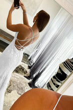 Load image into Gallery viewer, Mermaid Spaghetti Straps White Long Prom Dress with Appliques