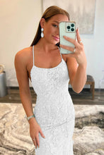 Load image into Gallery viewer, Mermaid Spaghetti Straps White Long Prom Dress with Appliques
