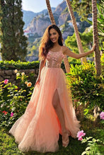 Load image into Gallery viewer, New Arrival A Line Off Shoulder Pink Prom Dress with Appliques