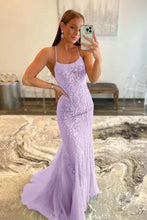 Load image into Gallery viewer, Mermaid Spaghetti Straps White Long Prom Dress with Appliques