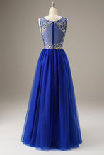 Load image into Gallery viewer, A-Line Floor Length Tulle Long Dress WIth Beading