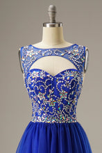 Load image into Gallery viewer, A-Line Floor Length Tulle Long Dress WIth Beading