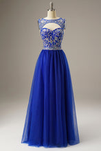 Load image into Gallery viewer, A-Line Floor Length Tulle Long Dress WIth Beading