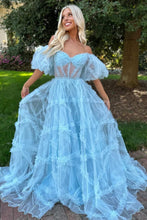 Load image into Gallery viewer, A-Line Off The Shoulder Long Tulle Prom Party Dress With Belt
