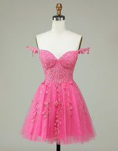 Load image into Gallery viewer, A-Line Spaghetti Straps Short Tulle Homecoming Dress With Appliques