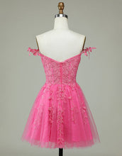 Load image into Gallery viewer, A-Line Spaghetti Straps Short Tulle Homecoming Dress With Appliques