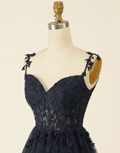 Load image into Gallery viewer, A-Line Spaghetti Straps Short Tulle Homecoming Dress With Appliques