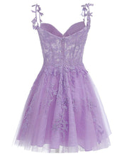 Load image into Gallery viewer, A-Line Spaghetti Straps Short Tulle Homecoming Dress With Appliques