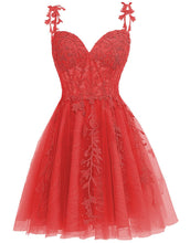 Load image into Gallery viewer, A-Line Spaghetti Straps Short Tulle Homecoming Dress With Appliques