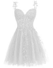 Load image into Gallery viewer, A-Line Spaghetti Straps Short Tulle Homecoming Dress With Appliques