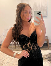 Load image into Gallery viewer, Black Sweetheart Zipper Back Long Prom Dress With Split