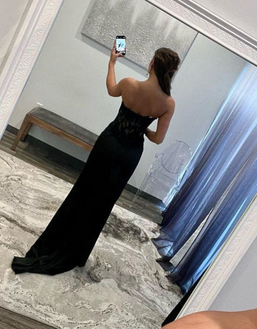 Black Sweetheart Zipper Back Long Prom Dress With Split