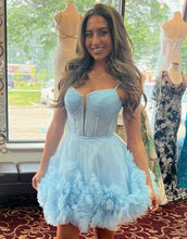 Load image into Gallery viewer, Charming Hot Pink A-Line Lace Up Tulle Homecoming Dress