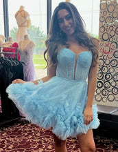 Load image into Gallery viewer, Charming Hot Pink A-Line Lace Up Tulle Homecoming Dress