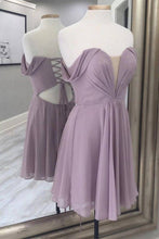 Load image into Gallery viewer, Chiffon Off The Shoulder Homecoming Dress With Corset