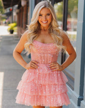 Load image into Gallery viewer, Cute A-Line Strapless Zipper Back Tiered Tulle Homecoming Dress