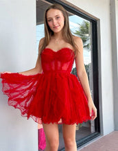 Load image into Gallery viewer, Cute Strapless Tulle A-Line Homecoming Dress With Belt