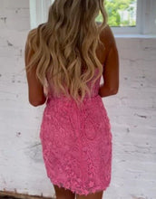 Load image into Gallery viewer, Fuchsia Sweetheart Corset Back Short Homecoming Dress