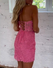 Load image into Gallery viewer, Fuchsia Sweetheart Corset Back Short Homecoming Dress