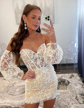 Load image into Gallery viewer, Gorgeous Strapless Tight Lace Homecoming Dress With Detachable Sleeves