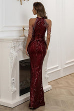 Load image into Gallery viewer, Mermaid High Neck Burgundy Prom Dress with Beading
