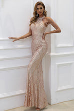 Load image into Gallery viewer, Mermaid High Neck Burgundy Prom Dress with Beading