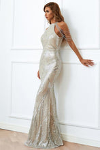 Load image into Gallery viewer, Mermaid High Neck Burgundy Prom Dress with Beading