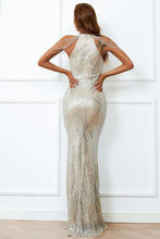 Load image into Gallery viewer, Mermaid High Neck Burgundy Prom Dress with Beading