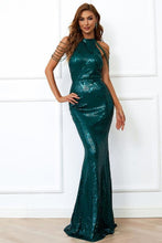 Load image into Gallery viewer, Mermaid High Neck Burgundy Prom Dress with Beading