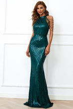 Load image into Gallery viewer, Mermaid High Neck Burgundy Prom Dress with Beading