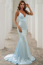 Load image into Gallery viewer, Sexy Mermaid V Neck Spaghetti Sleeves Prom Dress