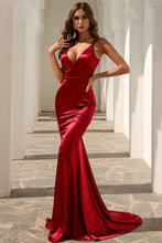 Load image into Gallery viewer, Sexy Mermaid V Neck Spaghetti Sleeves Prom Dress