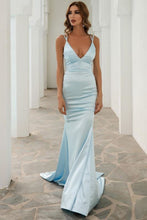 Load image into Gallery viewer, Sexy Mermaid V Neck Spaghetti Sleeves Prom Dress