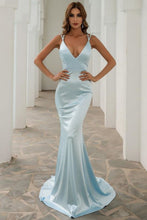 Load image into Gallery viewer, Sexy Mermaid V Neck Spaghetti Sleeves Prom Dress