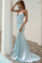 Load image into Gallery viewer, Sexy Mermaid V Neck Spaghetti Sleeves Prom Dress
