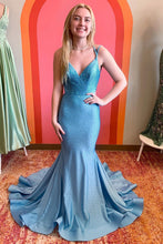 Load image into Gallery viewer, Mermaid Court Train V-Neck Prom Dress With Sequin